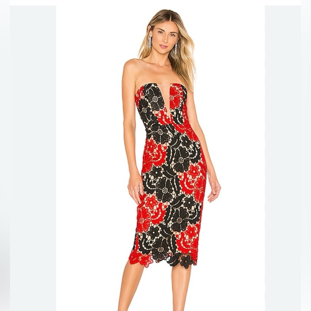 Michael Costello X REVOLVE Kitana Dress in Red and Black - Size Small
